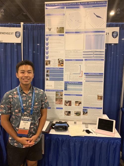 Michael Chen with winning science project 